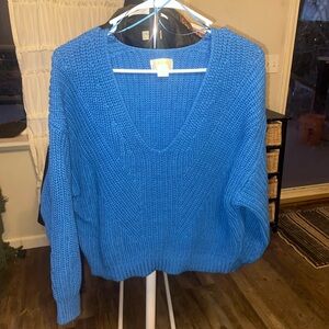 Maeve by Anthropologie Vibrant Blue V-Neck Sweater